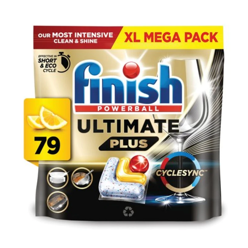 Image of Finish Finish Ultimate Plus All In 1 Lemon Sparkle 79 Tabs 3312099
