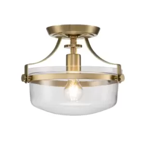 Quoizel Penn Station Cylindrical Ceiling Light Brushed Brass