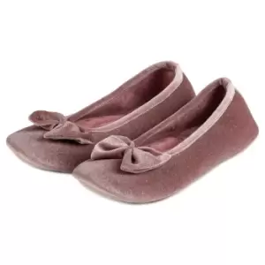 image of Totes Sparkle Velour Ballet Womens Slippers - Pink - UK 4 TJ Hughes