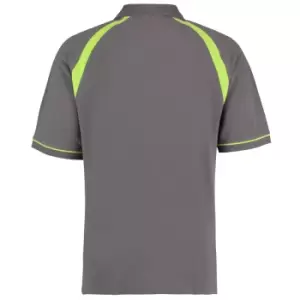 Image of Kustom Kit Oak Hill Mens Short Sleeve Polo Shirt (M) (Charcoal/ Lime)