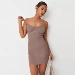 image of Missguided Cami Bust Detail Mini Dress - Brown