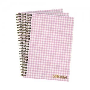 image of Pukka Ballerina Hardcover Notebook B5 Pink Check Pack of 3 9377-CD