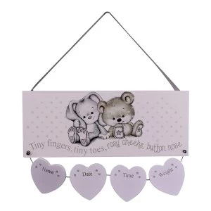 image of Neutral New Baby Birth Details Plaque