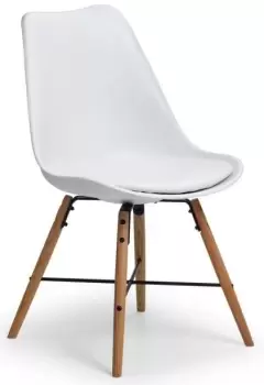 image of Julian Bowen Kari White Seat & Oak Legs Dining Chair