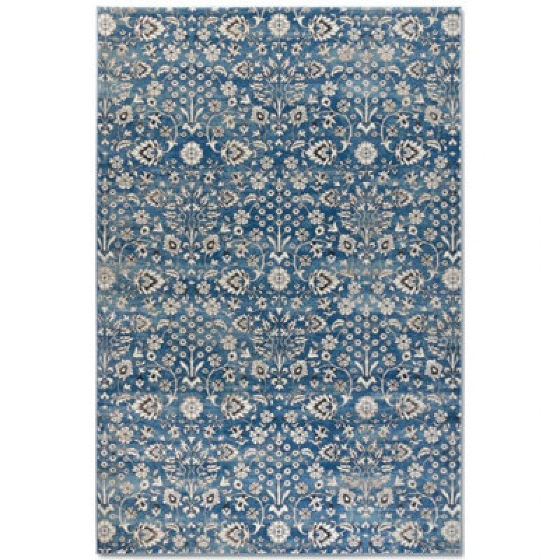 Image of The Rugs Villeroy & Boch 1869 Ernest Short Pile Vintage Floral Rug In Blue