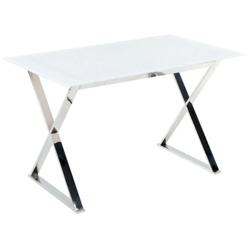 Image of Beliani Dining Table Attica White 120 Cm 70 Cm Tempered Glass
