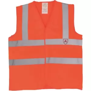 image of Yoko Flame-Retardant Hi-Vis Sleeveless Waistcoat (M) (Orange) - Orange