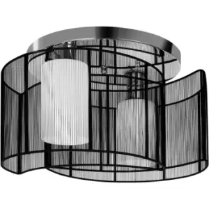 Image of HOMCOM Chrome Fabric Chandelier Flush Mount Ceiling Lamp Light