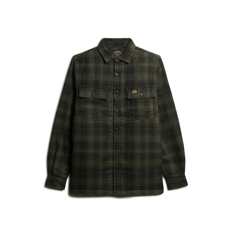 Image of Superdry Wool Miller Overshirt Haze Ombre Olive S