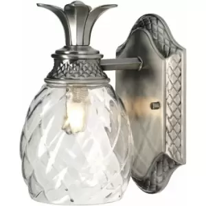 image of Loops - IP44 Wall Light Pineapple Shaped Clear Optic Glass Polished Nickel LED G9 3.5W