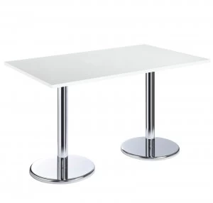 Image of Pisa Rectangular Table With Round Chrome Base 1600mm x 800mm - White