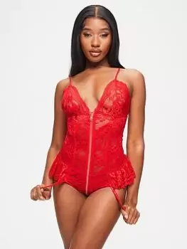 Image of Ann Summers Bodywear Taylor Crotchless Teddy, Black, Size 2XL, Women
