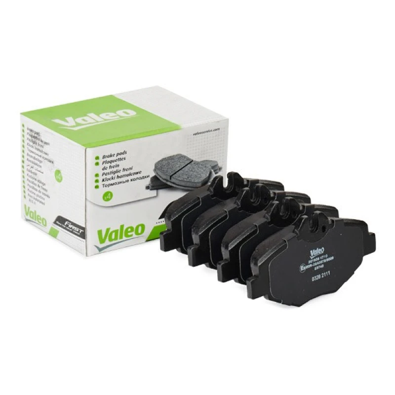 Image of VALEO 301638 Brake pad set Front Axle, without integrated wear sensor, FIRST, with anti-squeak plate Brake Pad Set,disc brake (402)