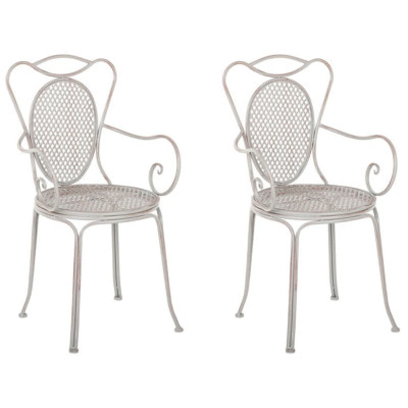 Image of Beliani Set Of 2 Garden Chairs Cilento Metal Grey