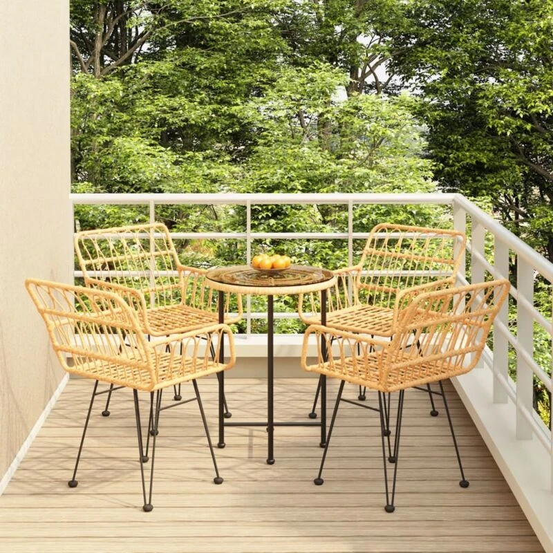 Image of vidaXL 5 Piece Garden Dining Set Poly Rattan, Brown 3157837