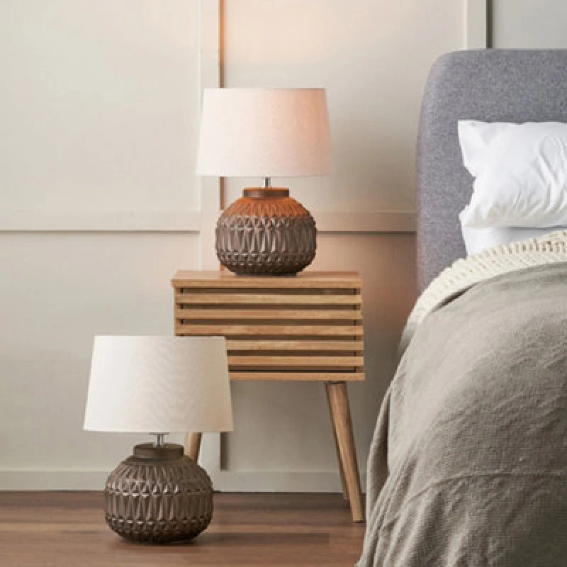 Image of Pacific Lifestyle Set Of 2 Anneli Bronze Aztec Texture Ceramic Table Lamp