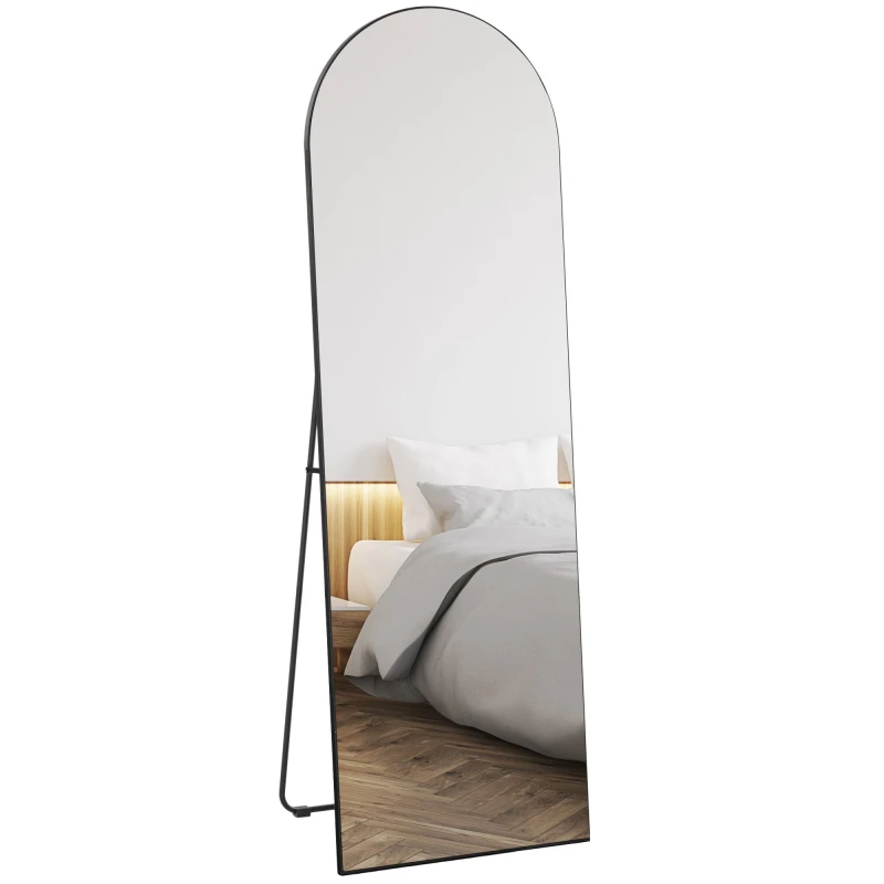 Image of HOMCOM Floor Mirror Wall Mount Leaning Standing Mirror 50 x 150cm Black Black
