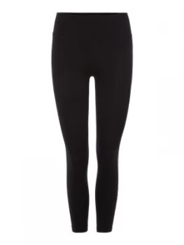 image of DKNY Mid Rise Legging With Rhinstone Logo Pan Black