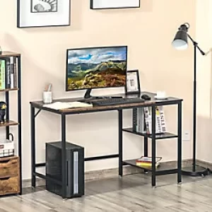 image of Homcom Computer Desk Rustic Brown, Black 600 x 760 mm