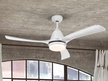 image of Aspas 6 Speed Ultra Quiet Ceiling Fan White with LED Light, Remote Control, Timer & Reversible Functions