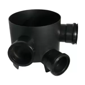 image of FloPlast 300mm Mini Access Chamber Base with 3 Fixed Inlets - Black