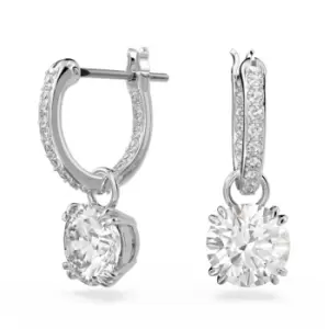 Image of Constella Drop Round Cut White Rhodium Plated Earrings 5636717
