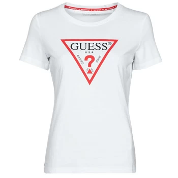 image of Guess SS CN Original TEE womens T shirt in White - Sizes S,M,L,XL,XS