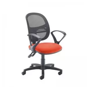 image of Jota Mesh medium back operators chair with fixed arms - Tortuga Orange