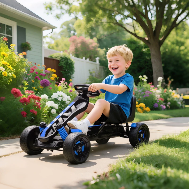 Image of AIYAPLAY Pedal Go Kart with Automatic Clutch, for Ages 3-6 Years, Blue 370-395V00BU