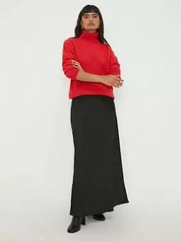 Image of Dorothy Perkins Satin Bias Midaxi Skirt - Black, Size 10, Women