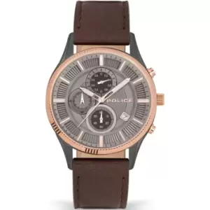 Image of Police Mens Police Stainless Steel Vault PEWJC2194241 - Grey and Brown