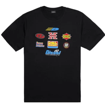 Image of Diesel Multi Logo T Shirt - Black