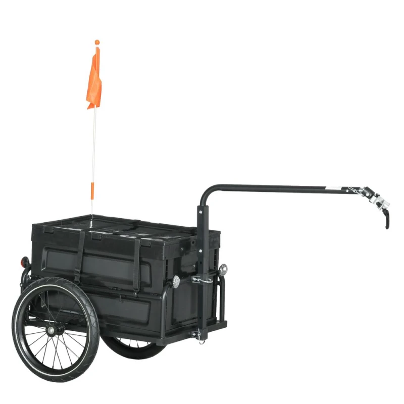 Image of HOMCOM Homcom - Bicycle Trailer with Foldable Storage Box and Pneumatic Tyres Black 5056725368807