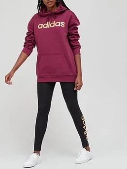 Image of adidas Essentials Linear Leggings - Black/Gold Size XS Women