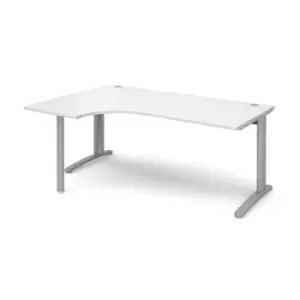 Image of Office Desk Left Hand Corner Desk 1800mm White Top With Silver Frame 1200mm Depth TR10 TBEL18SWH