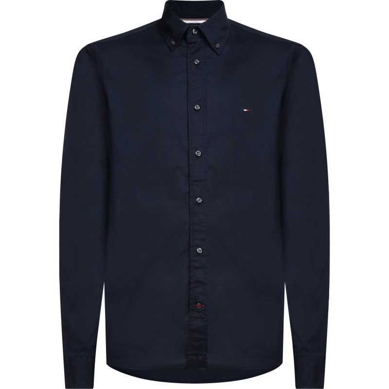 Image of Tommy Hilfiger Core Flex Long Sleeve Poplin Shirt Plain Shirt - Long Sleeve XS Blue 32697918310
