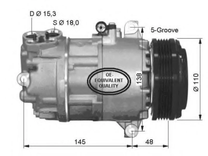 Image of NRF 32434 AC Compressor PAG 46, Refrigerant: R134a, with PAG compressor oil Compressor,air conditioning (447)