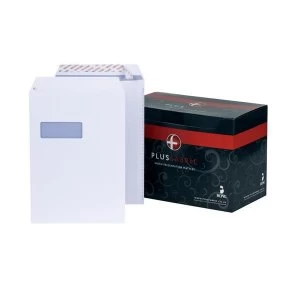 Image of Plus Fabric Pocket Envelopes 120gm2 Peel and Seal Window C4 White 1 x Pack of 250
