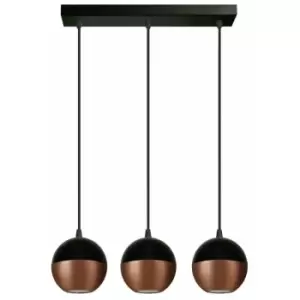 image of Helam Midway Straight Bar Pendant Ceiling Light Black, Copper 40cm