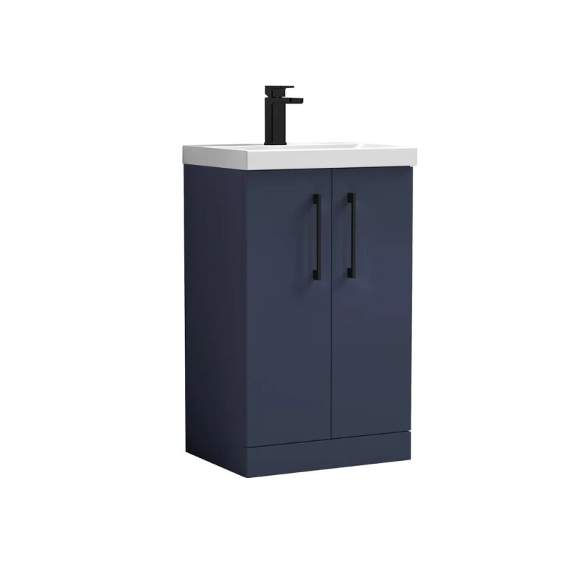 Image of Balterley Level Modern Bathroom 2 Soft Close Door & Mid-Edge Vanity Unit Basin, Midnight Blue, 500mm