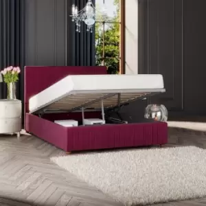 image of Estella Ottoman Storage Bed, Plush Velvet, Berry Double - Laurence Llewelyn-bowen