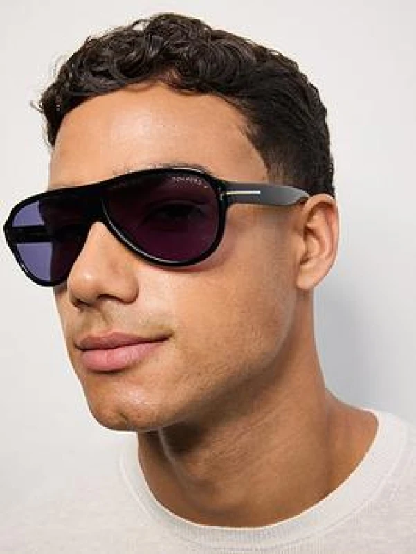 Image of TOM FORD FT1336 SAMUELE-02 01V Man Sunglasses Acetate Black Blue Pilot Normal Black Sunglasses Man Acetate