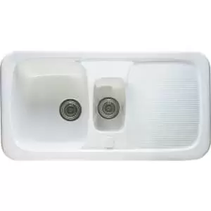 Wickes Ceramic Farmhouse 1.5 Bowl Sink - White