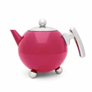 Bredemeijer Teapot Double Wall Bella Ronde Design 1.2L in Dark Magenta with Chro