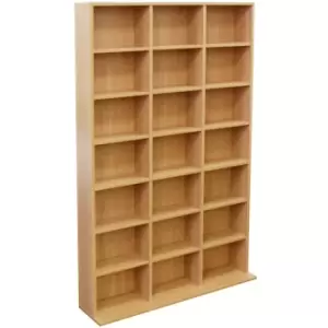 image of Techstyle Pigeon Hole 588 Cd / 378 DVD Bluray Media Storage Shelf Unit Beech