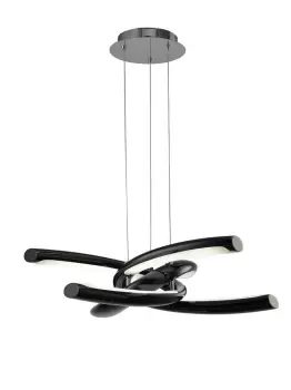 Image of Knot Ceiling Pendant 36W LED 3000K, 3600lm, Gloss Black, White Acrylic, Polished Chrome