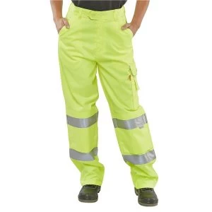 Image of BSeen High Visibility 26" Waist with Regular Leg Safety Trousers Saturn Yellow
