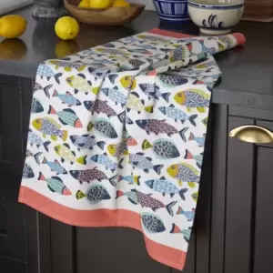 Image of Ulster Weavers Aquarium Tea Towel Red, Blue and Green