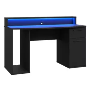 image of FWStyle 140Cm Wide Black Gaming Desk With Leds