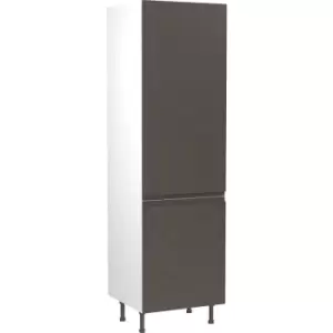 Image of Kitchen Kit Flatpack J-Pull Kitchen Cabinet Tall Fridge & Freezer 70/30 Unit Super Gloss 600mm in Graphite MFC